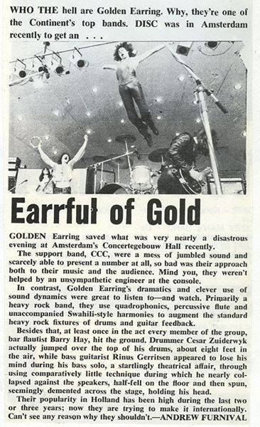 Golden Earring show review for November 04, 1973 Amsterdam - Concertgebouw tourdate.